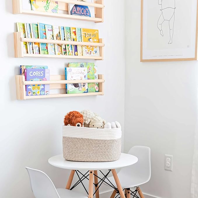 OrganiHaus Woven Storage Baskets for Organizing, Cotton Rope Organizer Bins for Shelves, Closet & Nursery, Dog Toy Basket, Decorative Bins for Toys, Towels & Books - 15x10x9, Brown