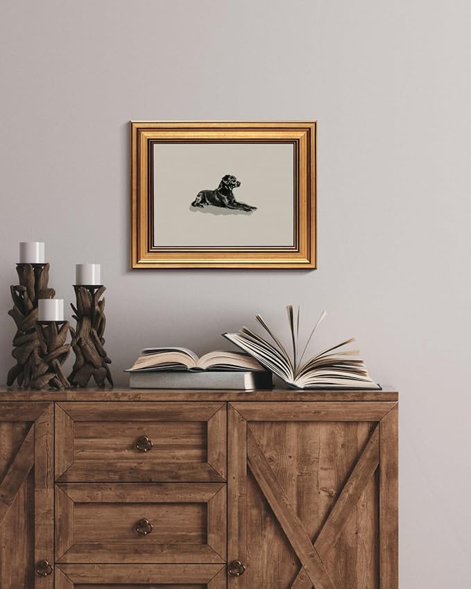 HUARCEY Gold Framed Vintage Wall Art Black Dog Wall Decor Minimalist Animal Art Pictures Room Decor Dog Lovers Gifts Modern Canvas Prints Shelf Artwork for Bedroom Bathroom Living Room 8x10in