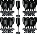XUWAIDSGN Acrylic Champagne Flutes Toasting Glasses Unbreakable Mimosa Bar Reusable Wine Glasses Vintage Champagne Flutes Stemmed Drinking Cups 5.4 OZ for Christmas Birthday (100, Black)