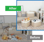 Bidtakay Large Storage Baskets for Organizing Fabric Closet Organizers Storage Bins with Handles 3-Pack 16x11.8x11.8 Inch Collapsible Baskets for Shelves Clothes Home Organization L-White&Beige