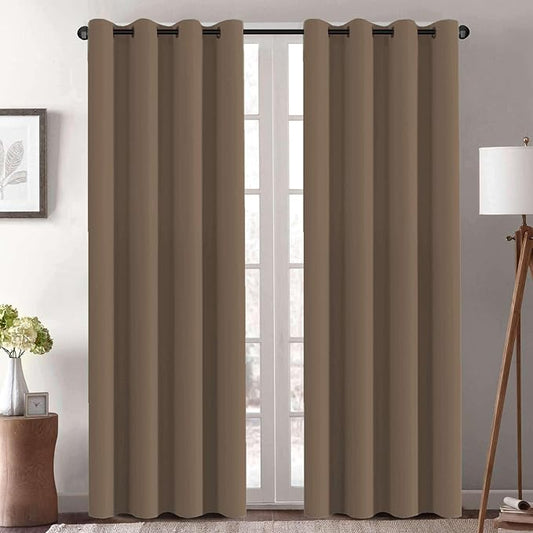 H.VERSAILTEX Blackout Curtains 84 inches Long for Living Room Thermal Insulated Room Darkening Window Treatment Panels Drapes Light Reducing Curtains for Bedroom, 2 Panels, 52" W x 84" L, Macchiato