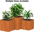 Corten Steel Large Square Planter Box 20"x20"x21", Heavy Duty Planter for Commercial and Residential Use