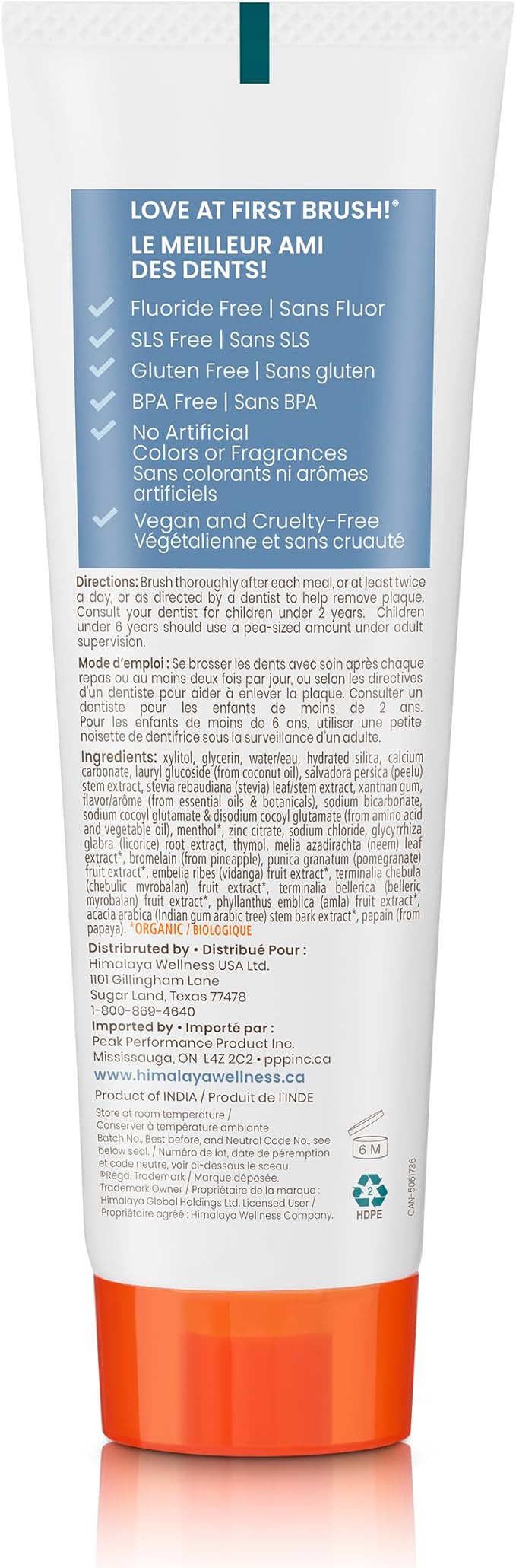 Himalaya Botanique Whitening Antiplaque Toothpaste with Xylitol, Fluoride Free, for Plaque Reduction & Gentle Whitening, 4 oz, 4 Pack