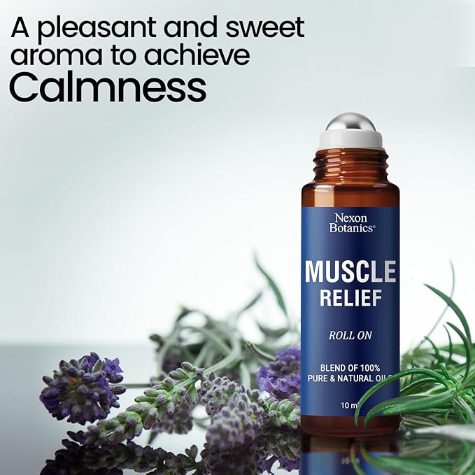 Muscle Relief Essential Oil Roll-On 10 ml - Pure Natural Blend for Sore Muscles, Aches & Recovery - Easy Roller for Athletes & Active Lifestyles - Nexon Botanics