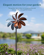 Wind Spinners Outdoor, Copper Teal Kinetic Wind Spinner with Stake, Garden Yard Spinners Windmill Decor for Patio Lawn (12" W x 70" H)