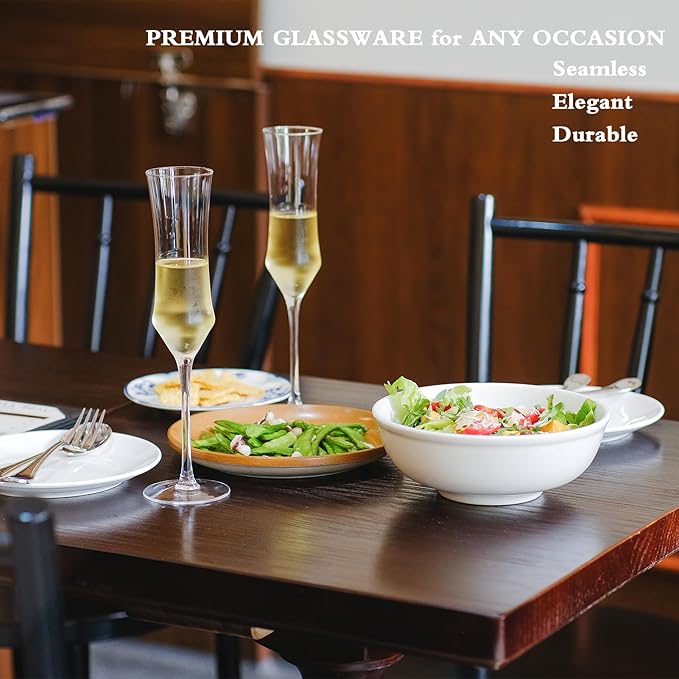 Champagne Flutes Set of 6 - Hand Blown Crystal Champagne Glasses With Long Stem - 7 oz Elegant Sparkling Wine Stemware - Unique Gift for Birthday,Wedding,Mother's Day,Housewarming