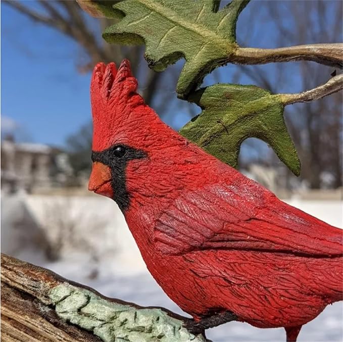 Cardinal Wood Carving - Handmade 'Cardinals Appear When Angels are Near', Unique Original Art Carving Work Statue Decor Small Animal Sculpture Art Wood Miniature