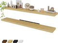 Fun Memories 72 Inch Floating Shelves for Wall 2 Pack Shelves for Bedroom|Kitchen|Bathroom 72 x 9.3 Inch Wood Floating Shelf with Invisible Brackets for Books|Storage|Decor, Oak