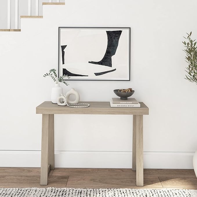 Plank+Beam Solid Wood Console Table, 46.25 Inch, Sofa Table, Narrow Entryway Table for Hallway, Behind The Couch, Living Room, Foyer, Easy Assembly, Seashell