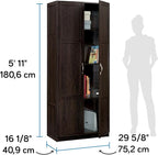 Sauder Storage Cabinet/ Pantry cabinets, 29.61 " x D: 16.02 " x H: 71.50", Cinnamon Cherry finish