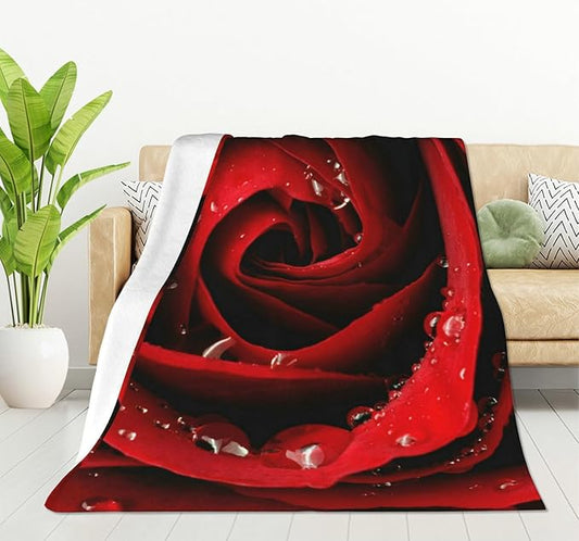 HGOD DESIGNS Red Rose Throw Blanket Ultra Soft Warm All Season Rose Decorative Fleece Blankets for Bed Chair Car Sofa Couch Bedroom 50"X60"
