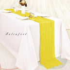 6 Pack Yellow Cheesecloth Table Runner 20 x 120 Inch Long Rustic Gauze Cheese Cloth Table Runner for Wedding 10FT Bridal Baby Shower Table Decorations Boho Fabric Sheer Birthday Party Table Decor