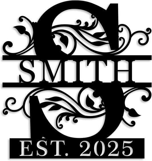 Custom Metal Name Sign | Personalized Metal Signs | Split Letter Monogram Wall Decor | Last Name Sign | Family Name Sign | Anniversary Wedding Gift | Outdoor Metal Art | Housewarming Gift