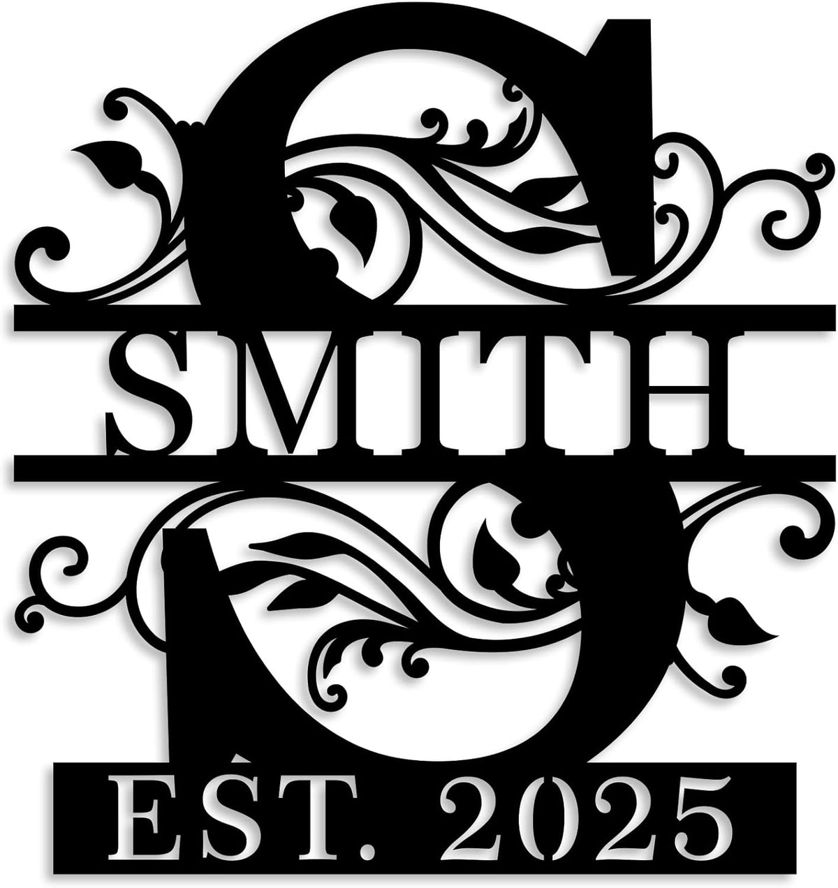 Custom Metal Name Sign | Personalized Metal Signs | Split Letter Monogram Wall Decor | Last Name Sign | Family Name Sign | Anniversary Wedding Gift | Outdoor Metal Art | Housewarming Gift