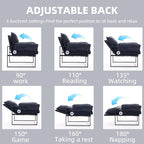 YISHENG Accent Chair with 6-Angle Adjustable Backrest, Chenille Fabric Living Room Chair Upholstered Lounge Chair, Modern Chair Cozy Reclining Chair for Reading Room, 1PC Dark Blue