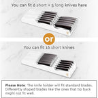 In-Drawer Knife Block Organizer - Bamboo Wood Drawer Knife Organizer - Holds 5 Long + 6 Short Knives (Not Included) - Store Knives with Blades Pointing Down