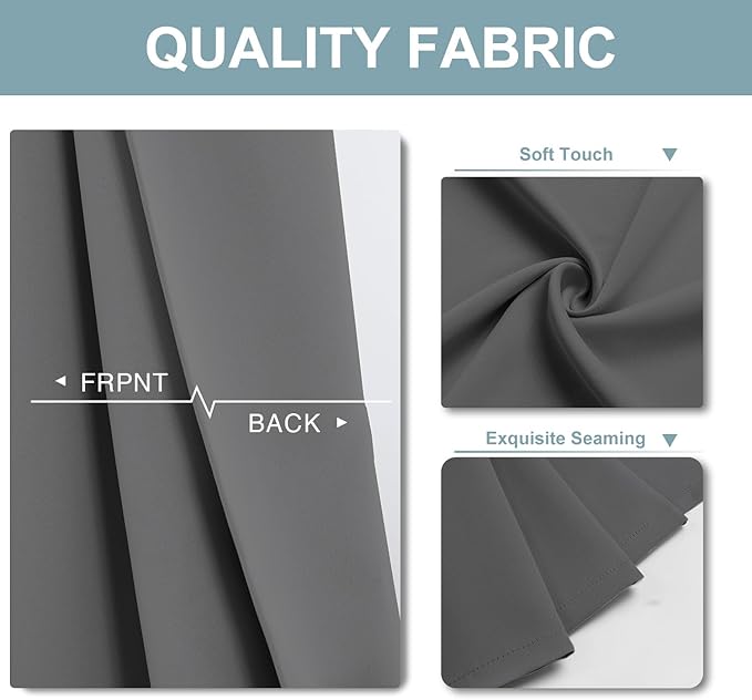 ChrisDowa Blackout Curtains 54 inches Long for Bedroom - 2 Panels Set Grommet Thermal Insulated Room Darkening Curtains for Living Room (Grey, 38 x 54 Inch)