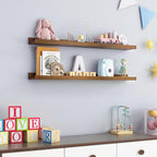 Picture Ledge Wall Shelves 36 inch Width Set of 2, Solid Pine Wood Rustic Floating Ledge Shelves for Wall for Kids' Room Bedroom Kitchen Bathroom Living Room Nursery Display Wall Decor, Walnut