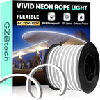 GZBtech Flexible LED Neon Rope Lights 82FT,AC 110-120V Waterproof Strip Light, 120 LEDs/M Cuttable Connectable Neon Lighting for Indoor Outdoor Home Decor/Commercial Building Use-Cold White 25M