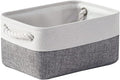 TheWarmHome Organization and Storage Basket for Shelves - 12x8x5.2 inch 1 Pack Fabric Storage Cubes, Collapsible Storage Bins for Closet Organizer Gift Cloth Toy (White & Grey)