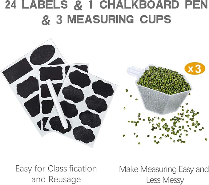 Medium Food Storage Containers with Lids Airtight 3.6L /121.7Oz, for Flour, Sugar, Baking Supply, 3PCS BPA Free Plastic Canisters for Kitchen Pantry Organization