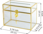 Glass Wedding Card Box with Slot, 10.2 inch Clear Card Box Gold Brass Gift Card Storage Box with Lock Perfect for Wedding Receptions, Baby Shower, Birthday Party, Bridal Shower