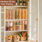 ComSaf 1.7 Qt Glass Storage Containers with Lids, Glass Jars with Lids, Clear Food Storage Jar, Round Canister Set of 3, Pantry Organizers for Pasta Flour Cookie Rice Tea Coffee Bean