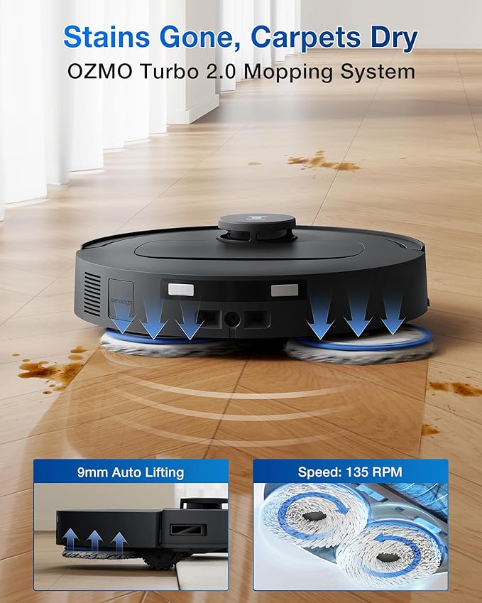 ECOVACS DEEBOT T30C Robot Vacuum and Mop, 20,000Pa Suction, TruEdge Adaptive Edge Mopping, ZeroTangle 2.0 Technology, Hot Water Washing, Self-Emptying, Auto-Lift Mopping, Obstacle Avoidance