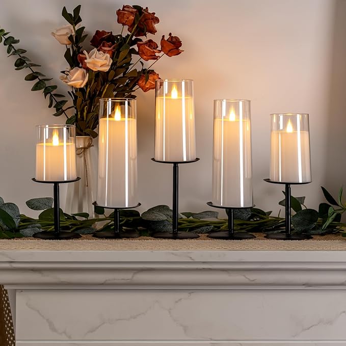 Homemory Holloween Candle Holders for Pillar Candles Set of 5 (Black)