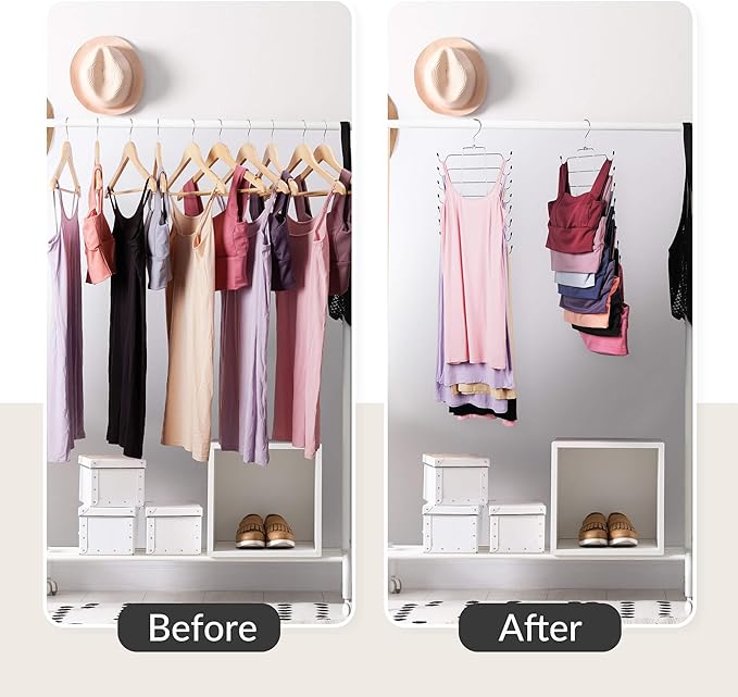 ZEDODIER 3 Pack Tank Top Hanger, Space Saving Bra Hangers, Non-Slip Hanging Sport Bras Holder, Closet Organizers and Storage for Camisoles Tank Tops Bras Ties Swimsuits Strappy Dress, Silver