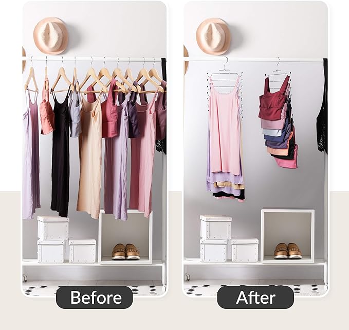 ZEDODIER 6 Pack Tank Top Hanger, Space Saving Bra Hangers, Non-Slip Hanging Sport Bras Holder, Closet Organizers and Storage for Camisoles Tank Tops Bras Ties Swimsuits Strappy Dress, Silver