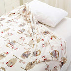 UKELER Flannel Sherpa Throw 60'' x 50''- Owl Printed Soft Plush Flannel Blanket Throws for Bed/Couch/Sofa/Office/Camping