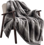 Ultra Soft Luxury Fluffy Mink Faux Fur Throw Blanket, Thick Warm Fall Winter Blankets for Bed, Couch, Cozy Plush Reversible Blanket for Chair, Sofa (Ombré Silver Onyx, 60"x80")