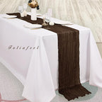 6FT 20 Pack Brown Cheesecloth Table Runner 20 x 120 Inch Long Boho Fabric Rustic Cheese Cloth Table Runner for Wedding Bridal Shower Baby Shower Gauze Sheer Birthday Party Table Decorations