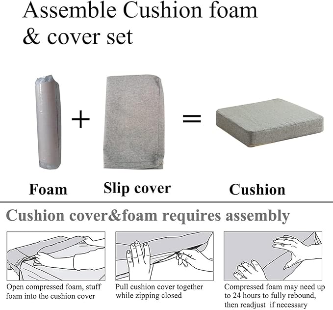 Chair Cushion for Dining Chairs with Ties Non Slip Memory Foam Kitchen Room Chair Pads for Outdoor Patio Furniture 4 Pack, Khaki