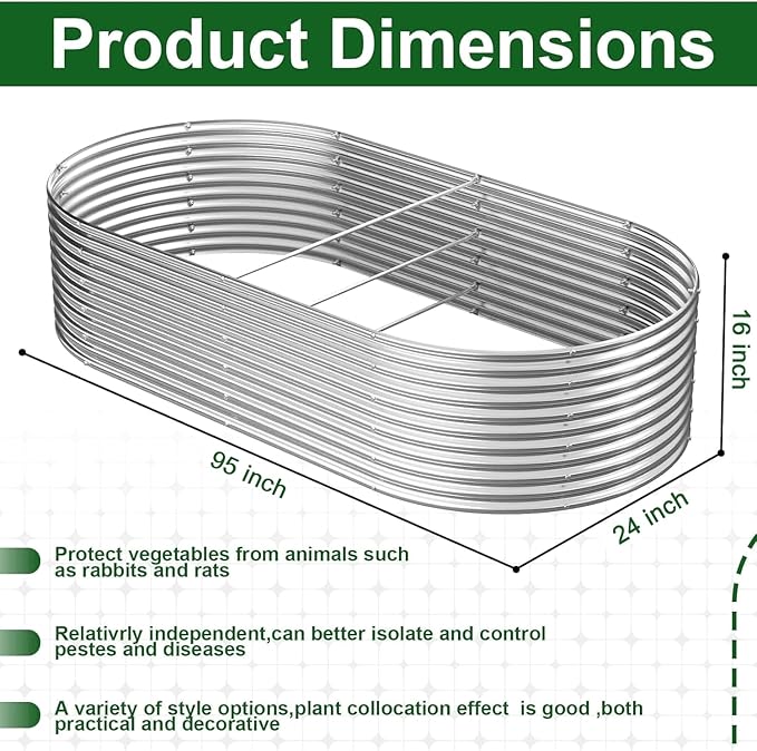 2 Pack 8x2FT Tall Galvanized Raised Garden Bed Outdoor,Metal Garden Bed for Vegetables,Steel Raised Beds for Gardening,Above Ground Garden Box for Flower-DW5