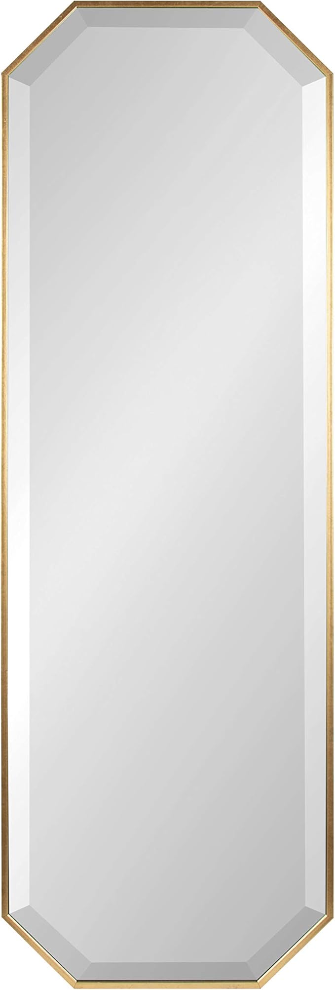 Kate and Laurel Rhodes Modern Full Length Framed Octagon Wall Mirror, 16 x 48, Gold, Decorative Glam Geometric Wall Accent