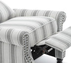 UIXE Pushback Recliner Chair Push Back Accent Chair, Fabric Overstuffed Armchair for Living Room, Rivet Trim Club Chair Home Theater Single Sofa Bedroom Reading Seat - Stripe Gray