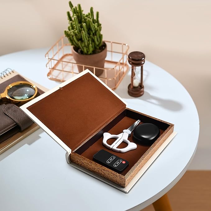 Decorative Books with White Faux Leather,Decorative Book Box for Home Decor, Display,Coffee Table Books Decor,Hotel Home Bookshelf Décor Book (YD-C104 L+S)