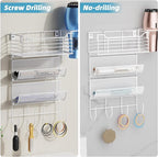 VITVITI Metal Hair Tool Organizer Wall Mount, Hair Dryer Holder with 3 Tier Shelf Basket Hooks, Bathroom Hair Styling Tool Organizer for Curling Iron/Blow Dryer/Straightener, White
