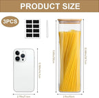 Glass Food Storage Jars with Lids(76oz)Square Set of 3 ,Glass Storage Containers Clear Glass Food Canister with Bamboo Lid Airtight For Serving Tea, Coffee Beans, Flour,Cookie, Cereal,Spice and More