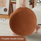 MeMoreCool Round Stuffed Pouf Ottoman Foot Rest, Floor Pouf Foot Stool with Soft Foam Chunk Filling, Small Round Ottoman Footstool Circle Footrest for Living Room, Coffee
