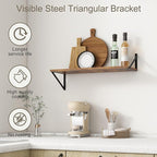 Fun Memories 27.5" W x10 D Floating Shelves, Large Wall Shelves 27.5 Inch Long, Set of 2, Farmhouse Wood Floating Shelf Wall Mounted, Deep Shelves for Bathroom, Living Room, Kitchen, Rustic Brown