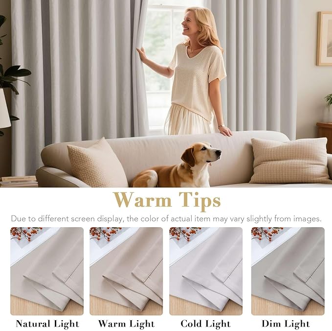 H.VERSAILTEX Premium Blackout Thermal Insulated Room Darkening Curtains for Bedroom/Living Room - Classic Grommet Top (2 Panels, Stone, 52 Inch by 72 Inch)