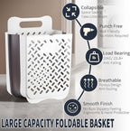 Plastic Foldable Laundry Basket with Handle, 42L Wall Mounted Laundry Hamper Freestanding Dirty Clothes Hamper, Collapsible Laundry Baskets Pop Up Hamper Storage Container for Snacks Dolls