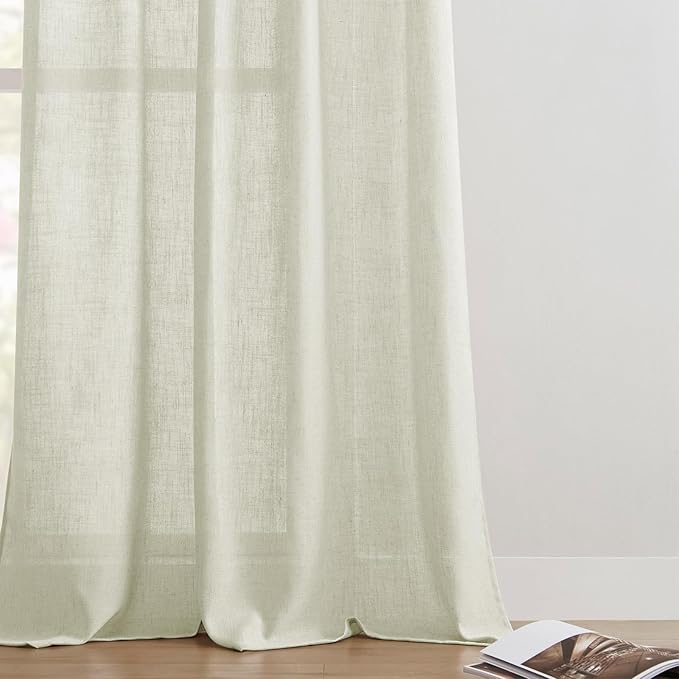 Joydeco Linen Curtains 108 Inch Length 2 Panel Sets,Light Filtering Curtains for Bedroom 52 Inch Wide Living Room Drapes with Back Tabs & Rod Pockets (W52 x L108 Inch, Oatmeal)
