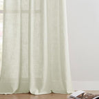 Joydeco Linen Curtains 84 Inch Length 2 Panel Sets,Light Filtering Curtains for Bedroom 52 Inch Wide Living Room Drapes with Back Tabs & Rod Pockets (W52 x L84 Inch, Oatmeal)