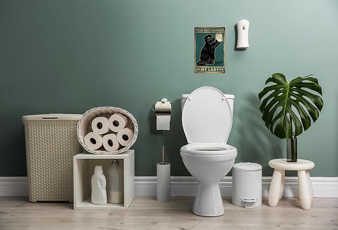 Funny Black decor cat Poster Metal poster cat Home Décor,Bathroom Accessories Metal Retro Vintage Tin Sign Bar 12 X 8 Inch