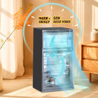 2.4 Cu.ft Mini Fridge with Freezer Compact Fridge Refrigerator Dual Door Small Fridge Senven Temp Gear Removable Shelves Dark Grey