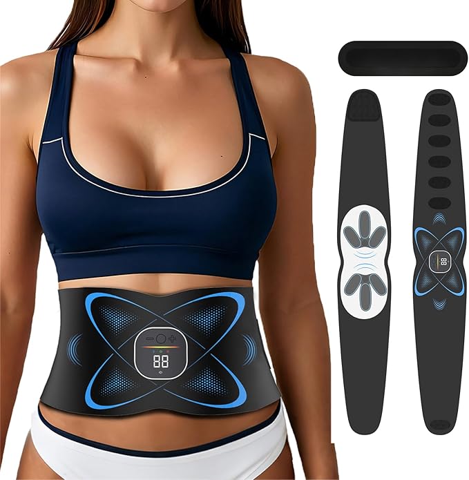 Ab Stimulator Muscle Toner, Abs Stimulator Abdominal Massage Belt with Heat for Belly Fat Burning & Cellulite Melting & Stomach Smooth Firming, Lower Back Massager for Women Men Pain Relief Gifts